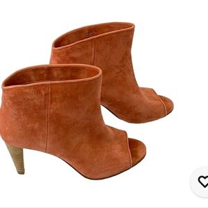 Etienne Aigner Clay Suede Peep Toe Heeled Boots